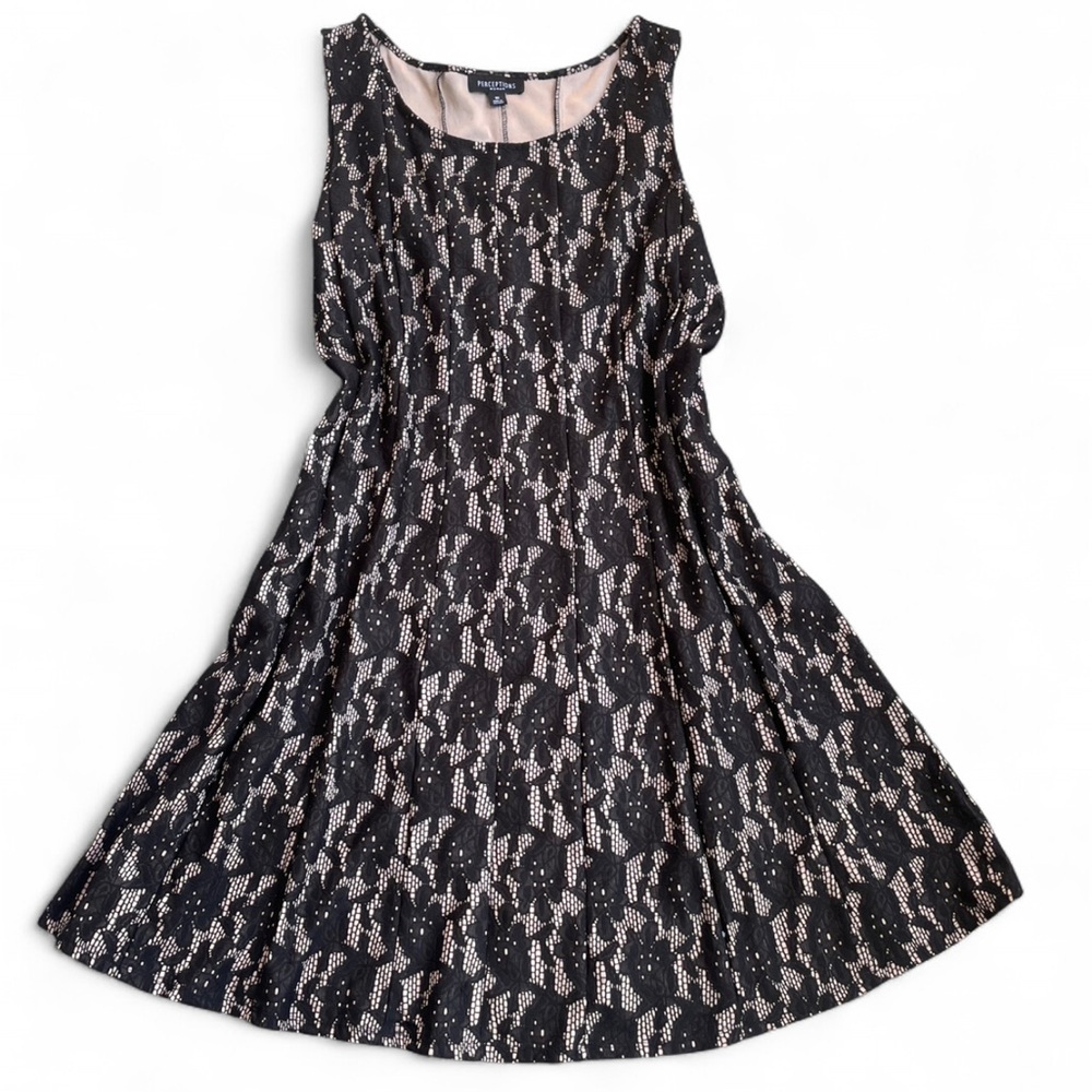 Perceptions- black lace pleated dress